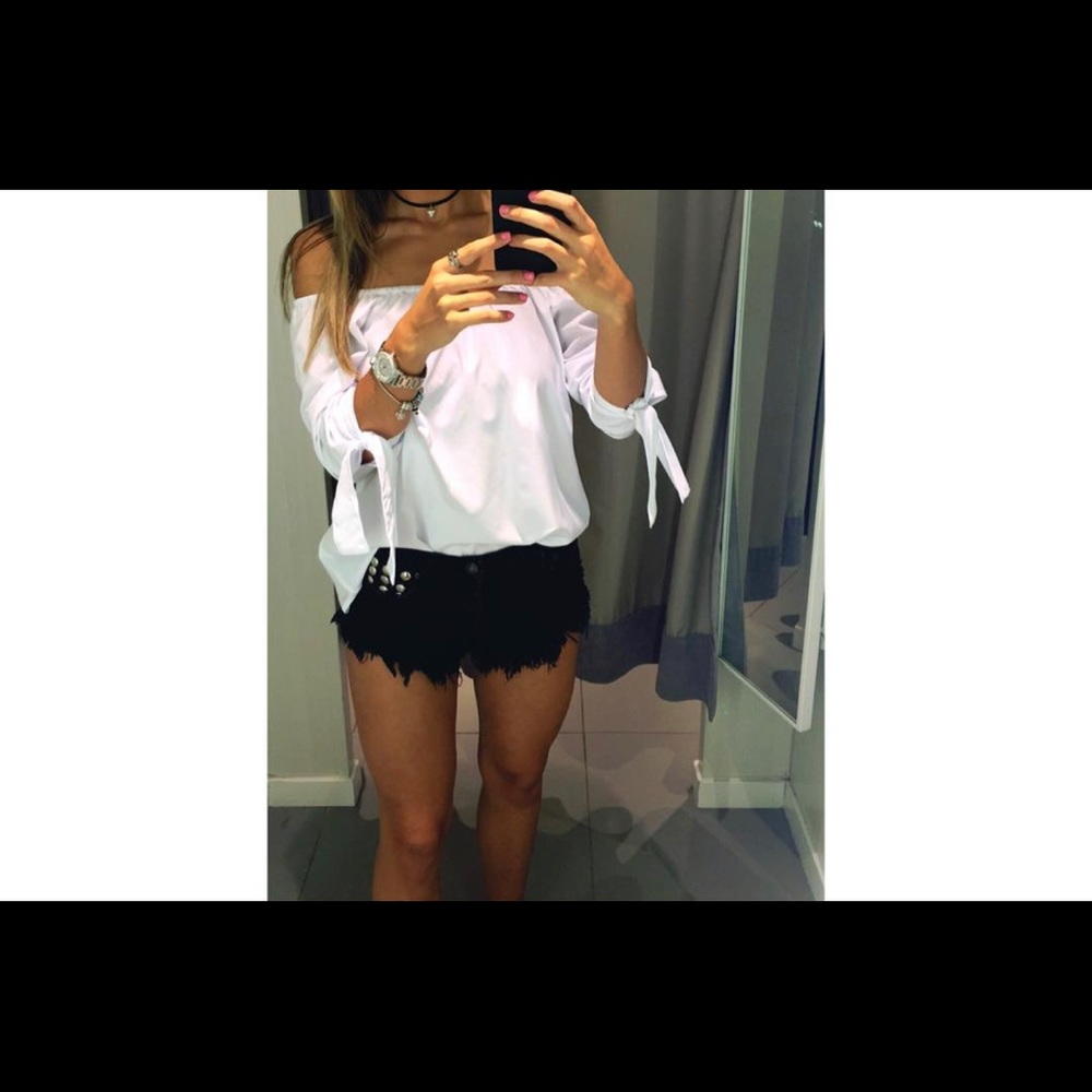 White off the shoulder shirt